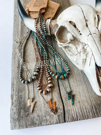 Boho Ranch Shop - Layered Navajo Lightning bolt Western Necklace: Silver
