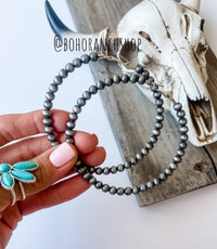 Boho Ranch Shop - 3” Navajo Pearl Hoops Earrings: Patina Turquoise-Briar & Ivy