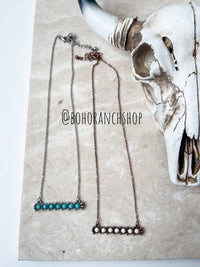 Western Beaded Bar Necklace-Turquoise/Silver-Briar & Ivy